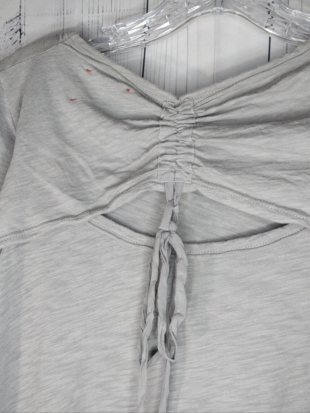 T.La Light Gray Short Sleeve Swing Casual Minimalist Athleisure Tee Tunic - Picture 6 of 8